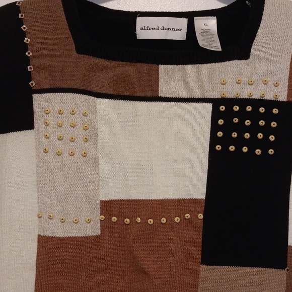 Alfred Dunner Patchwork Color Block Knit Top XL - Picture 3 of 6